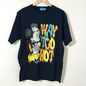 Tokyo Disney Resort Way Too Hot Melting Mickey Mouse Black T-Shirt Graphic Tee